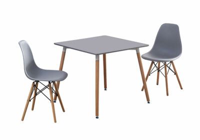 Ensemble Table Carrée et 2 Chaises Grises Scandinave LES BONNES AFFAIRES Les meubles qu'on aime !