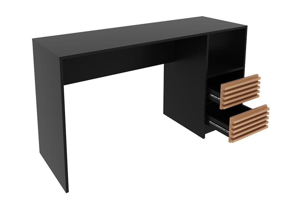 Bureau 2 Tiroirs Noir Merisier Les Bureaux Les meubles qu'on aime ! 2