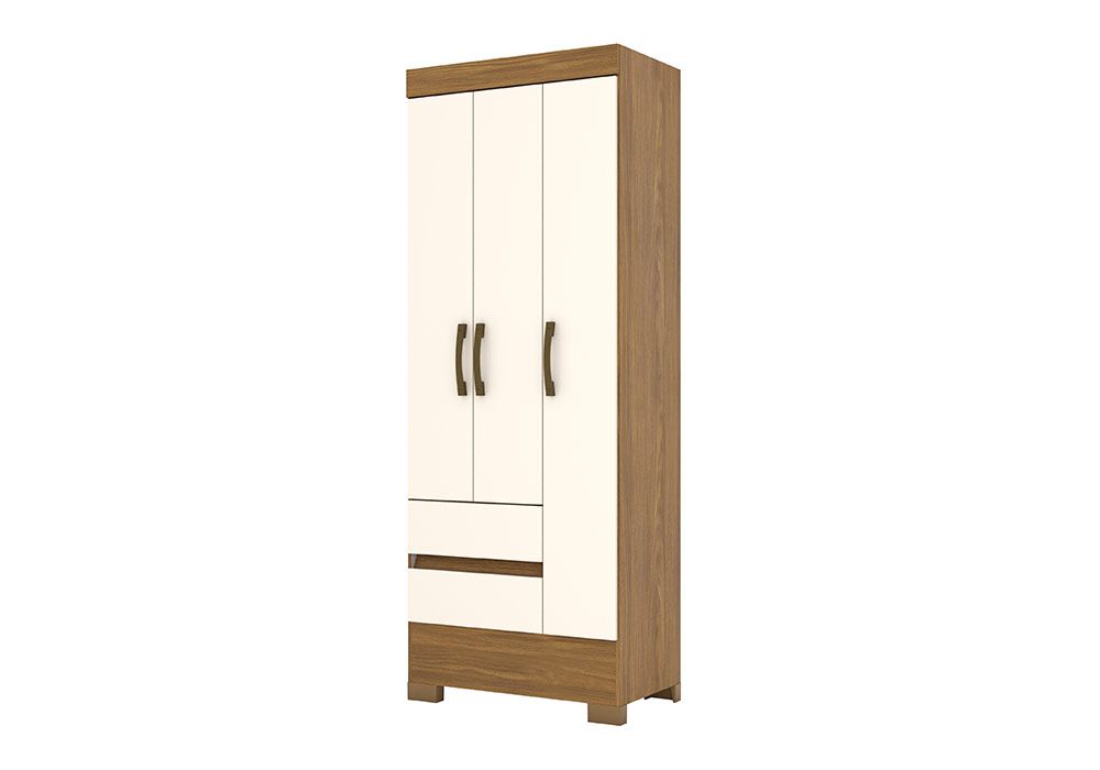 Armoire 3 Portes 2 Tiroirs Noyer/Blanc Les Armoires, Commodes & Chevets Les meubles qu'on aime ! 2